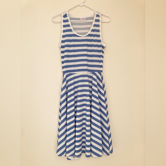 LuLaRoe Nicki Dress with Blue/White Stripes - Sz XS - Picture 1 of 8